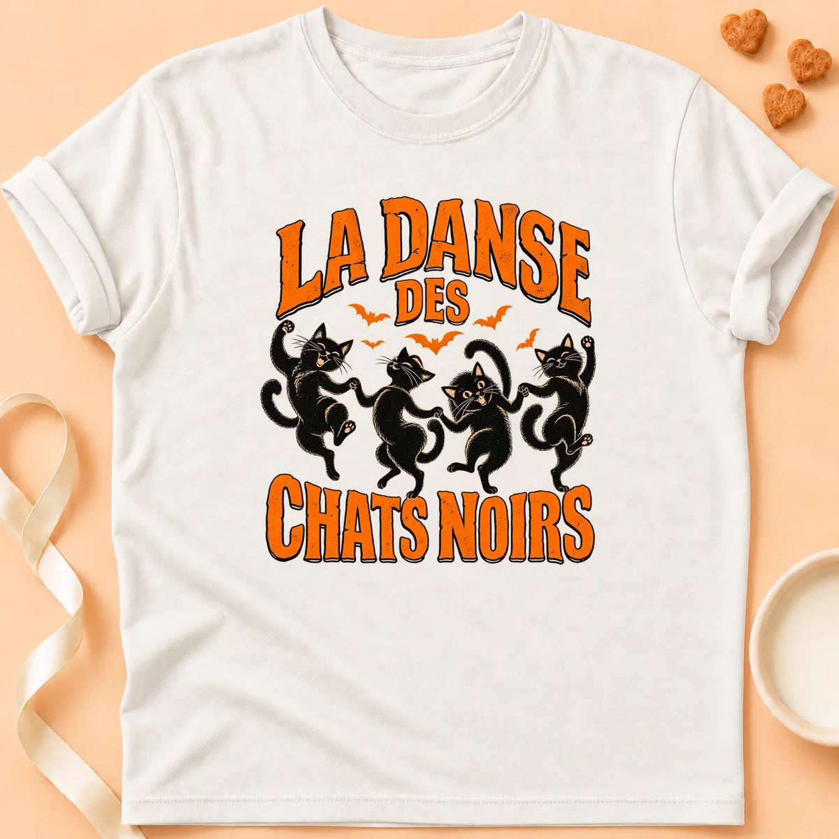 T-shirt chat Patoume – T-shirt La danse des chats – Blanc