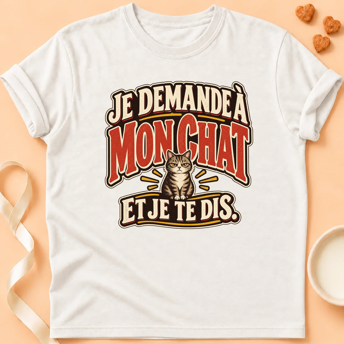 T-shirt chat Patoume – T-shirt Demandé – Blanc