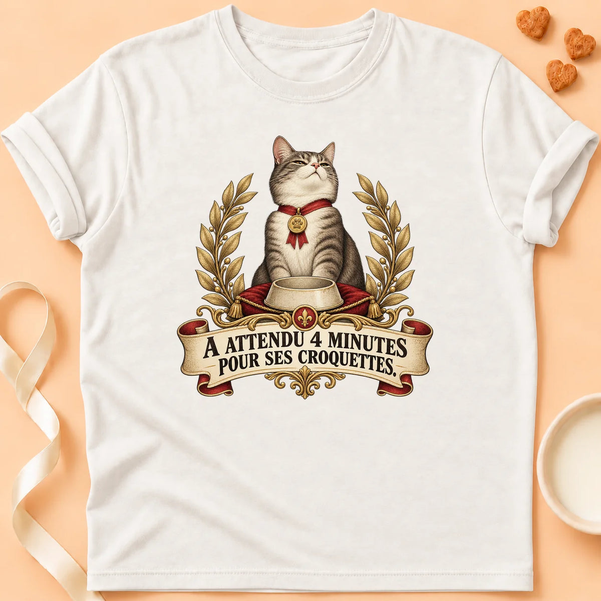 T-shirt chat Patoume – T-shirt Attendu 4 minutes – Blanc