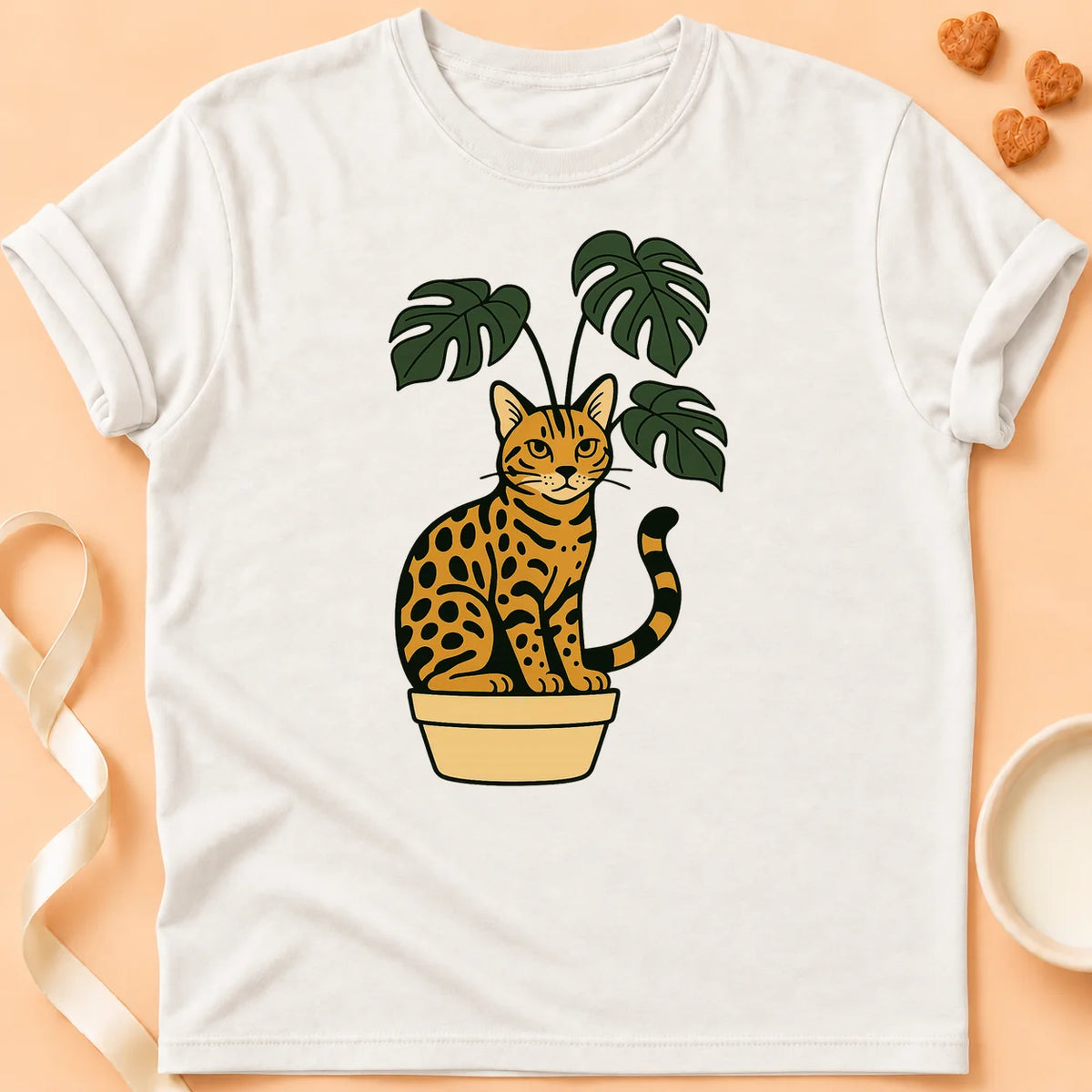 T-shirt chat Patoume – T-Shirt Plante – Blanc