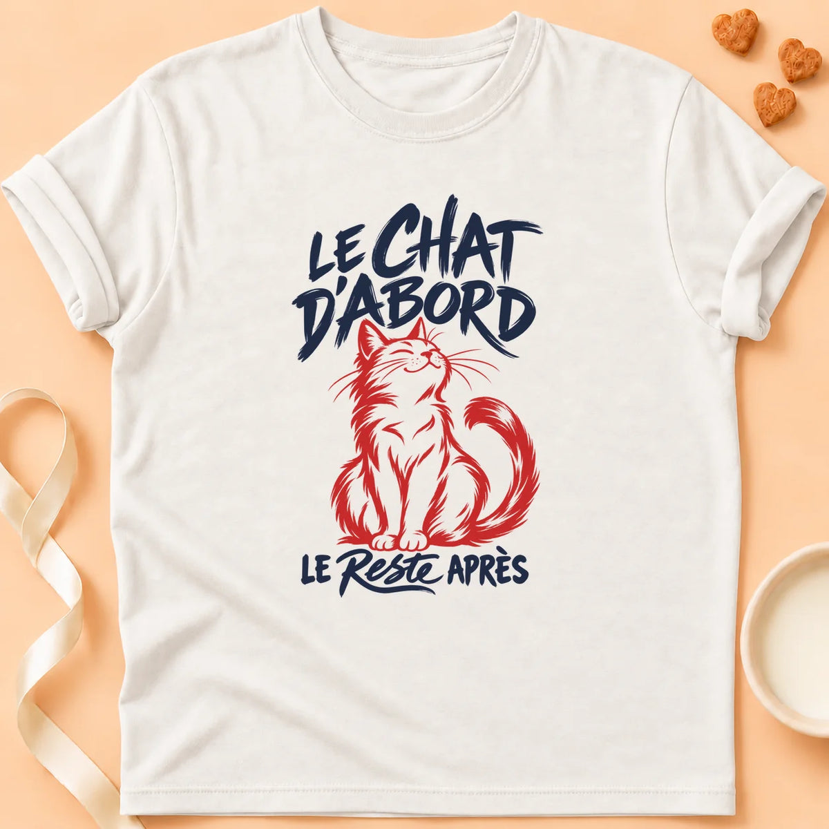 T-shirt chat Patoume – T-shirt Le chat d’abord – Blanc