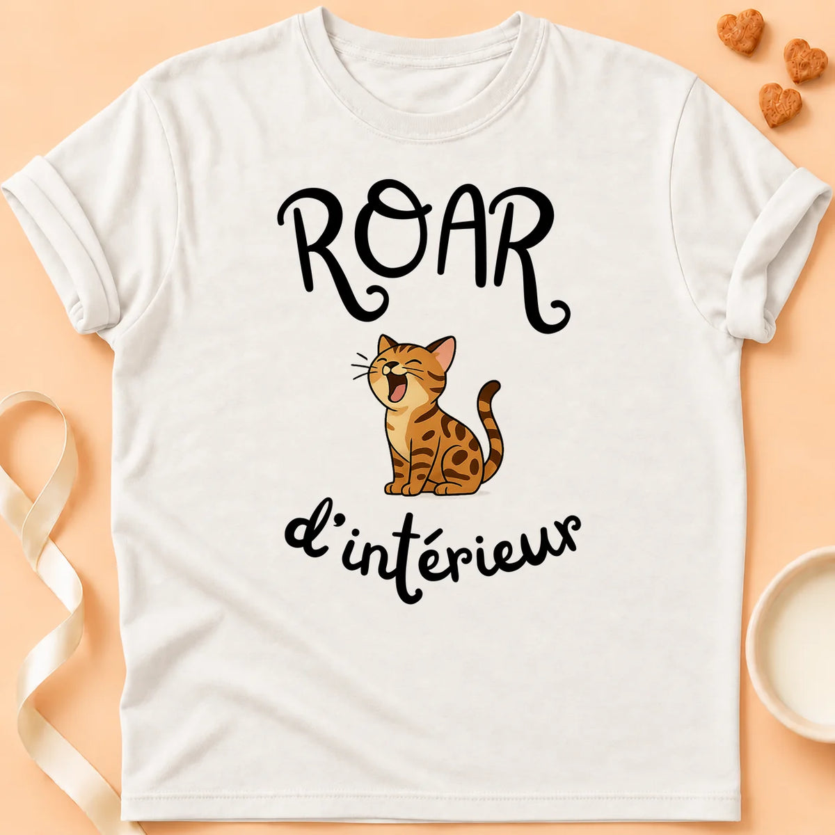 T-shirt chat Patoume – T-Shirt Roar – Blanc