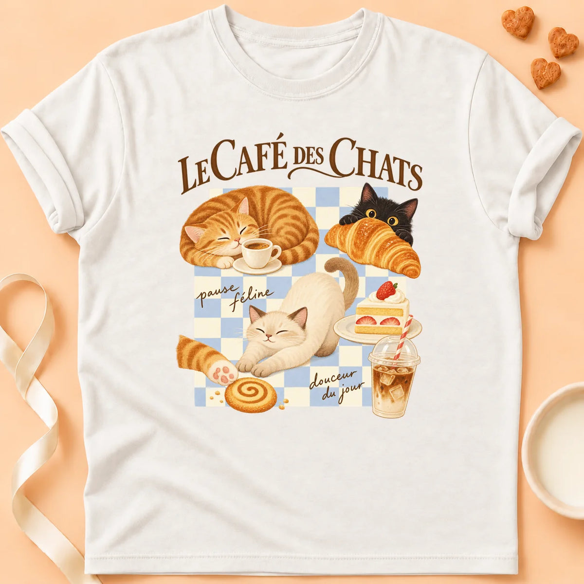 T-shirt chat Patoume – T-shirt Café des chats – Blanc