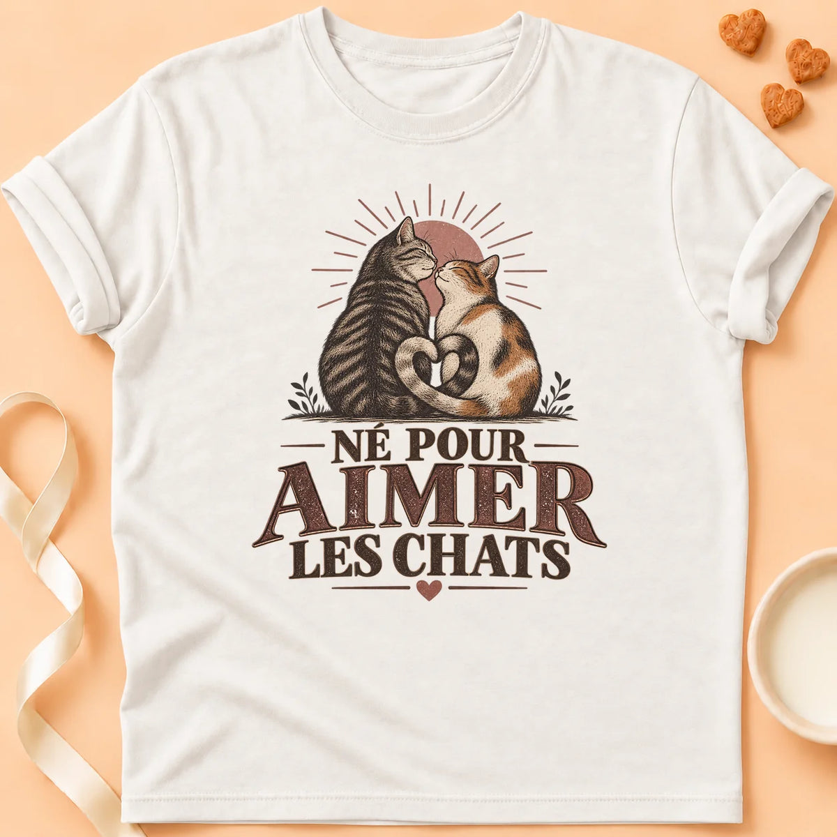 T-shirt chat Patoume – T-shirt Chamour – Blanc