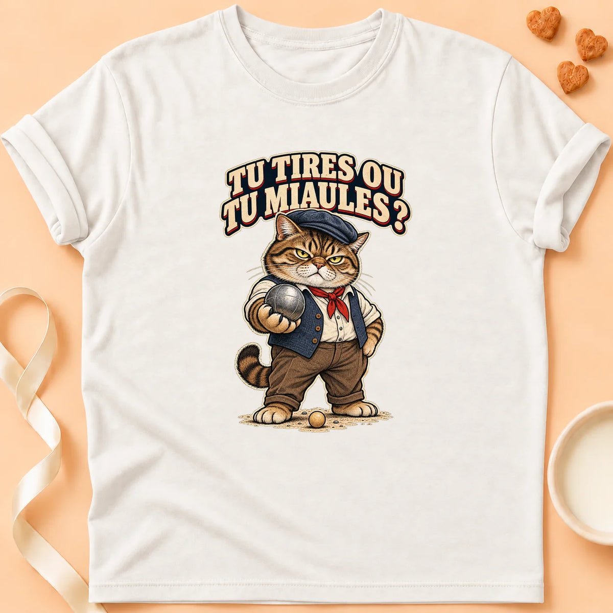 T-shirt chat Patoume – T-shirt Tu tires ou tu miaules – Blanc