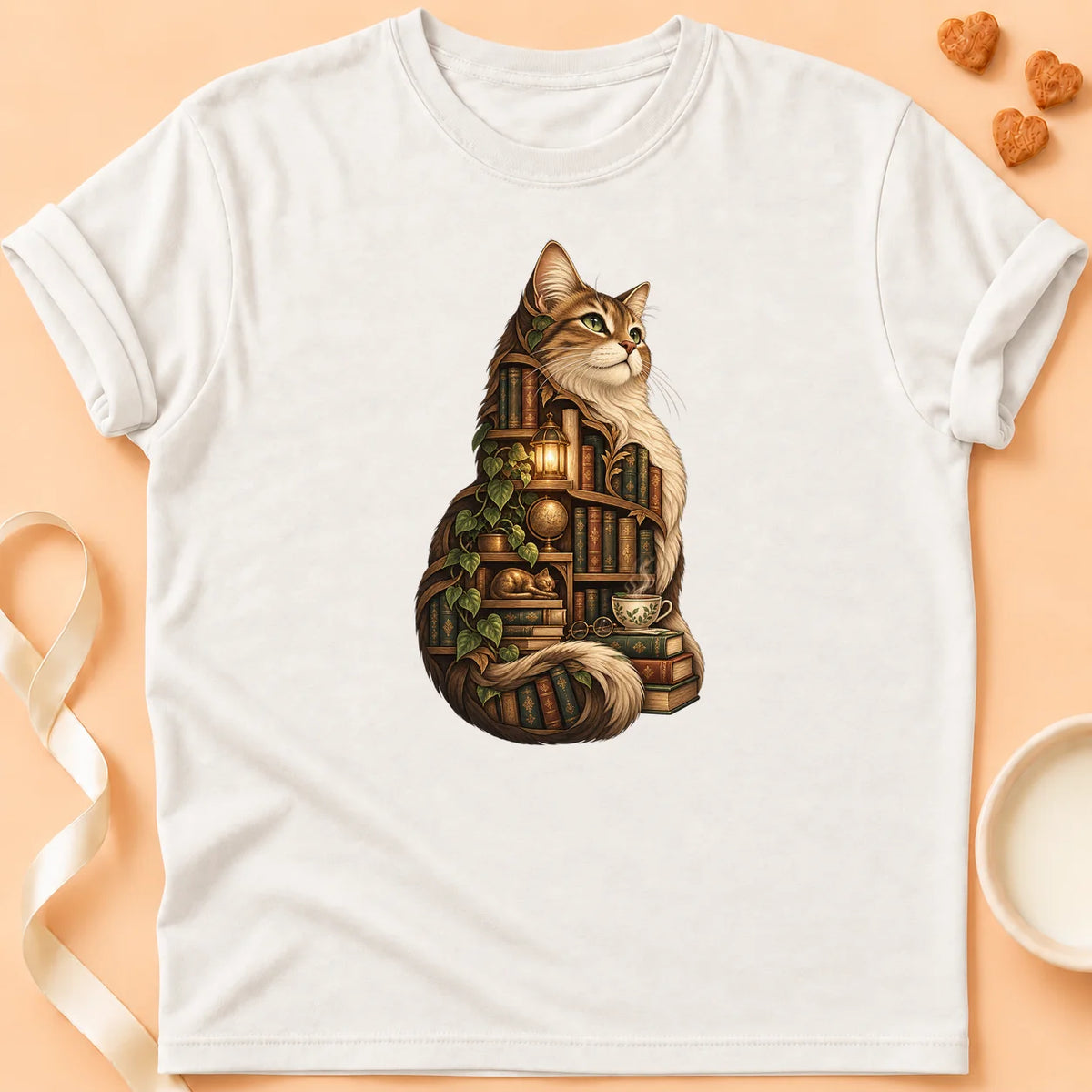 T-shirt chat Patoume – T-shirt Chat Lecteur – Blanc