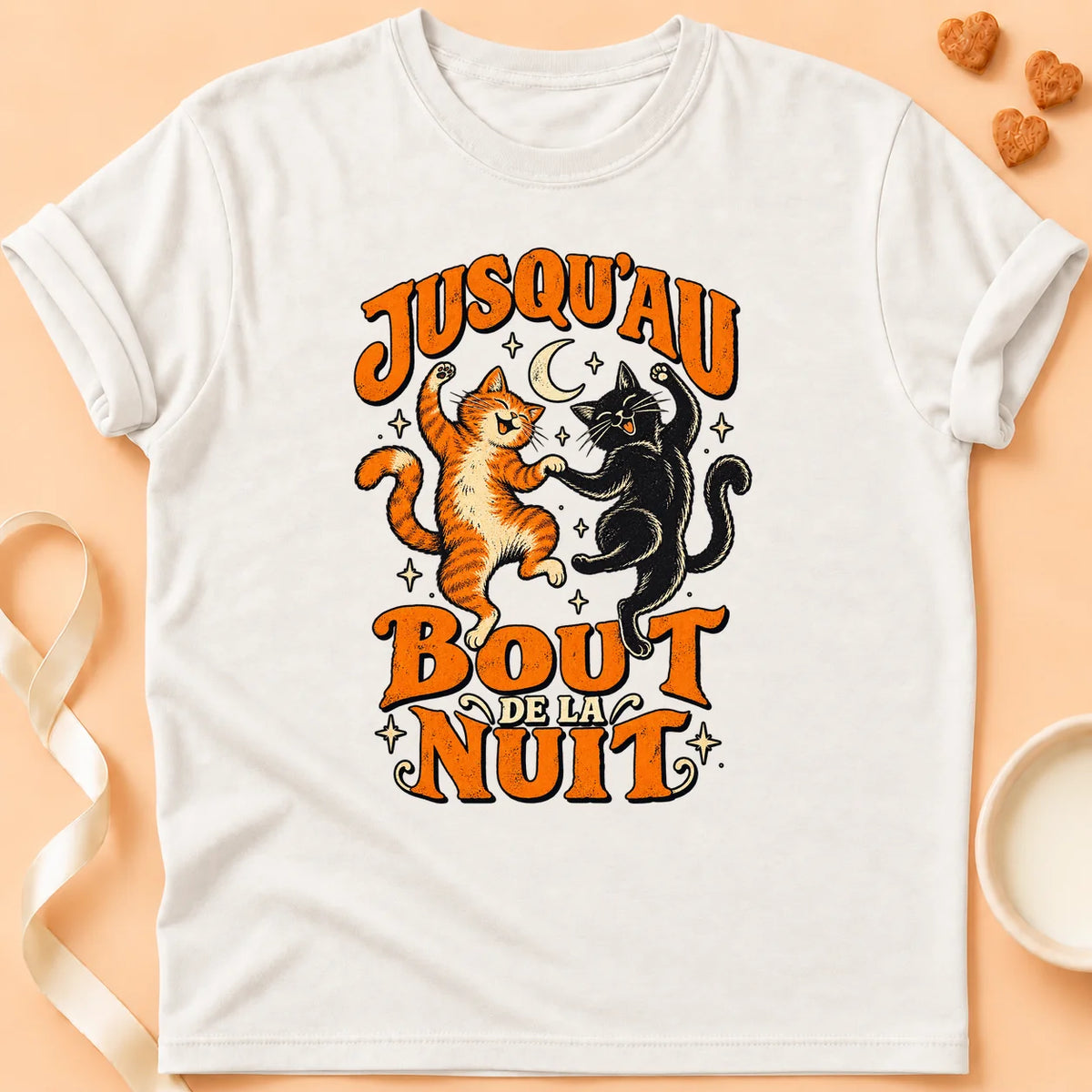 T-shirt chat Patoume – T-shirt Jusqu’au bout – Blanc